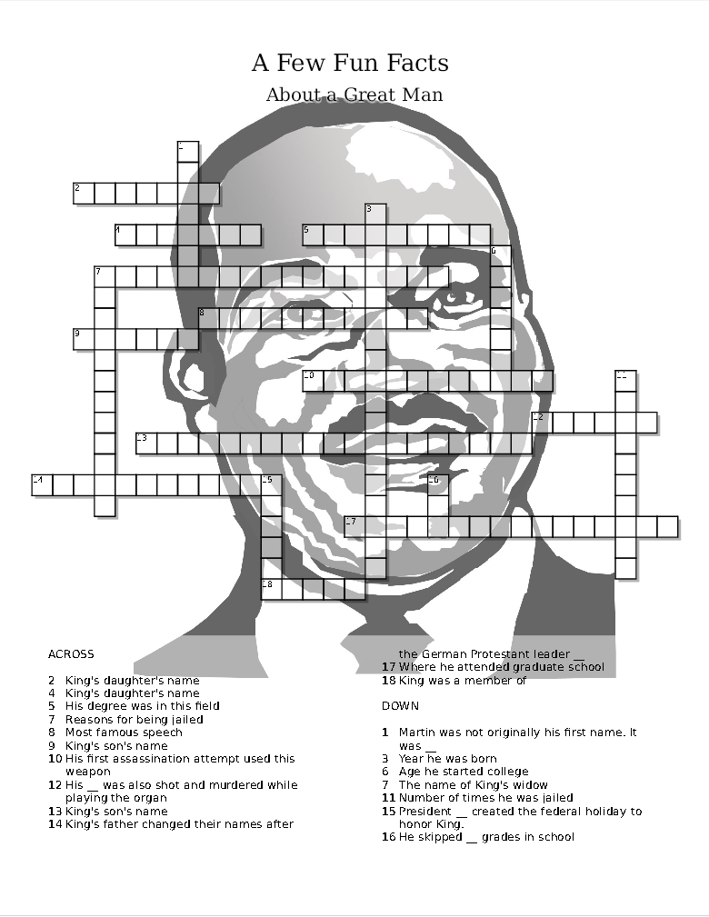 martin luther king day puzzle trivia